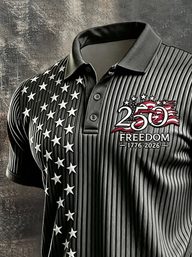 Men's Retro "Patriot" Color-Block Short-Sleeve Polo Shirt