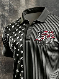 Men's Retro "Patriot" Color-Block Short-Sleeve Polo Shirt