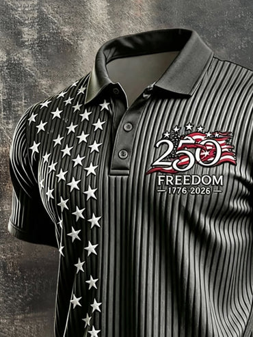 Men's Retro "Patriot" Color-Block Short-Sleeve Polo Shirt