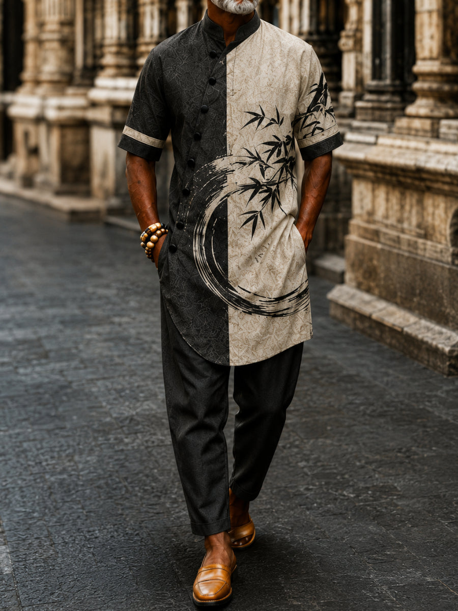 Men's Casual Vacation Cotton Shirt Set