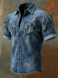 Men's Vintage Tassel Casual Short Sleeves Shirt