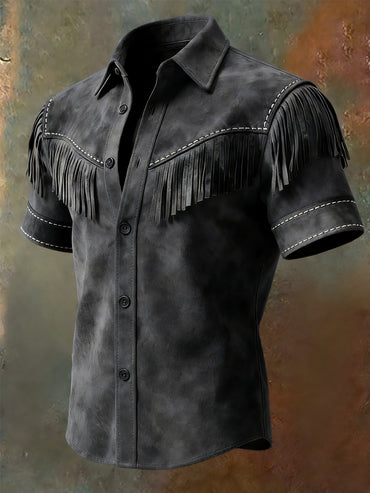 Men's Vintage Tassel Casual Short Sleeves Shirt