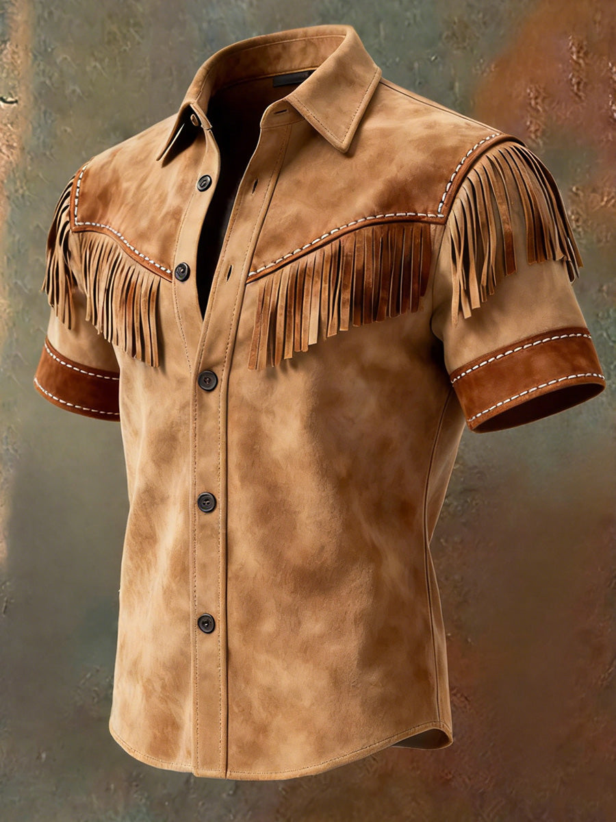 Men's Vintage Tassel Casual Short Sleeves Shirt