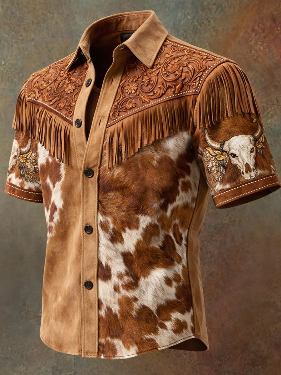 Men's Vintage Tassel Casual Short Sleeves Shirt