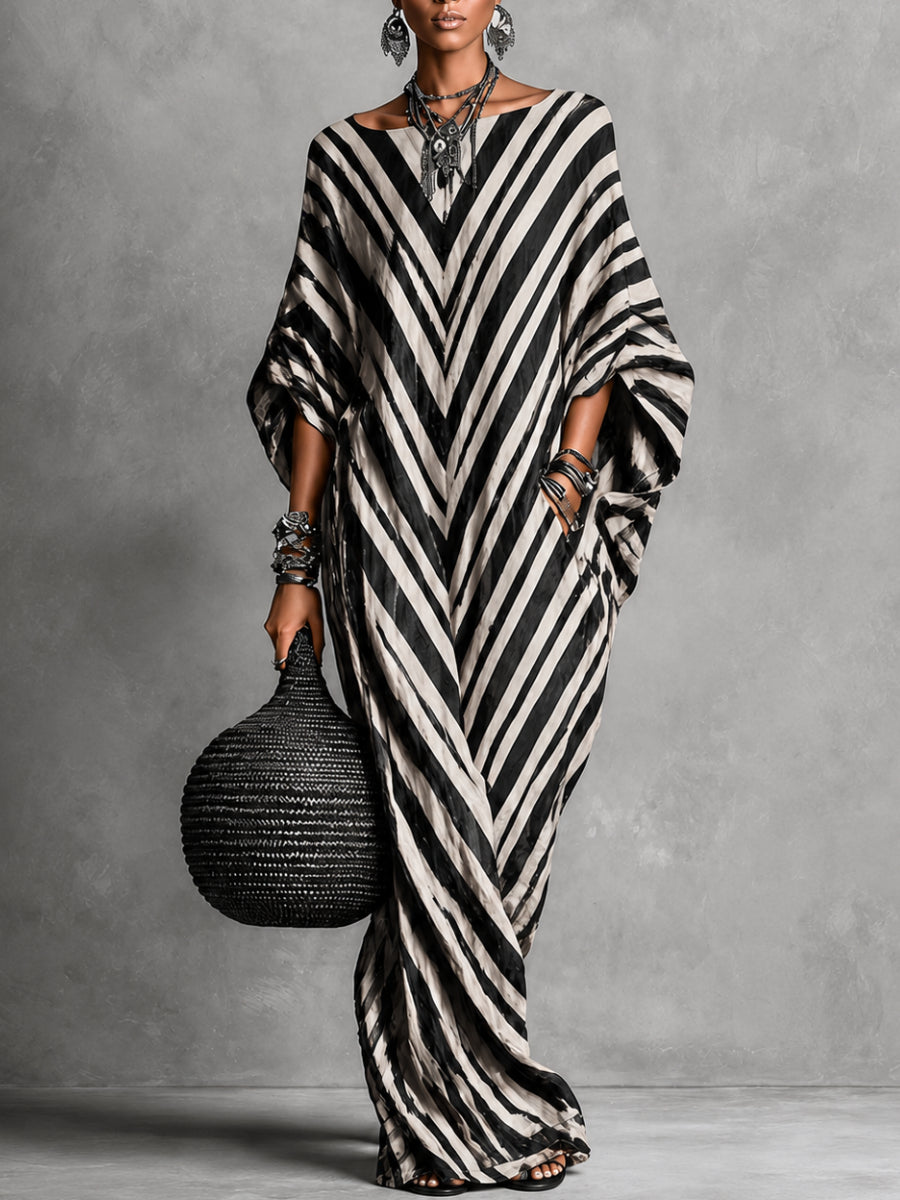 Abstract Art Print Caual Fashion Maxi Dress