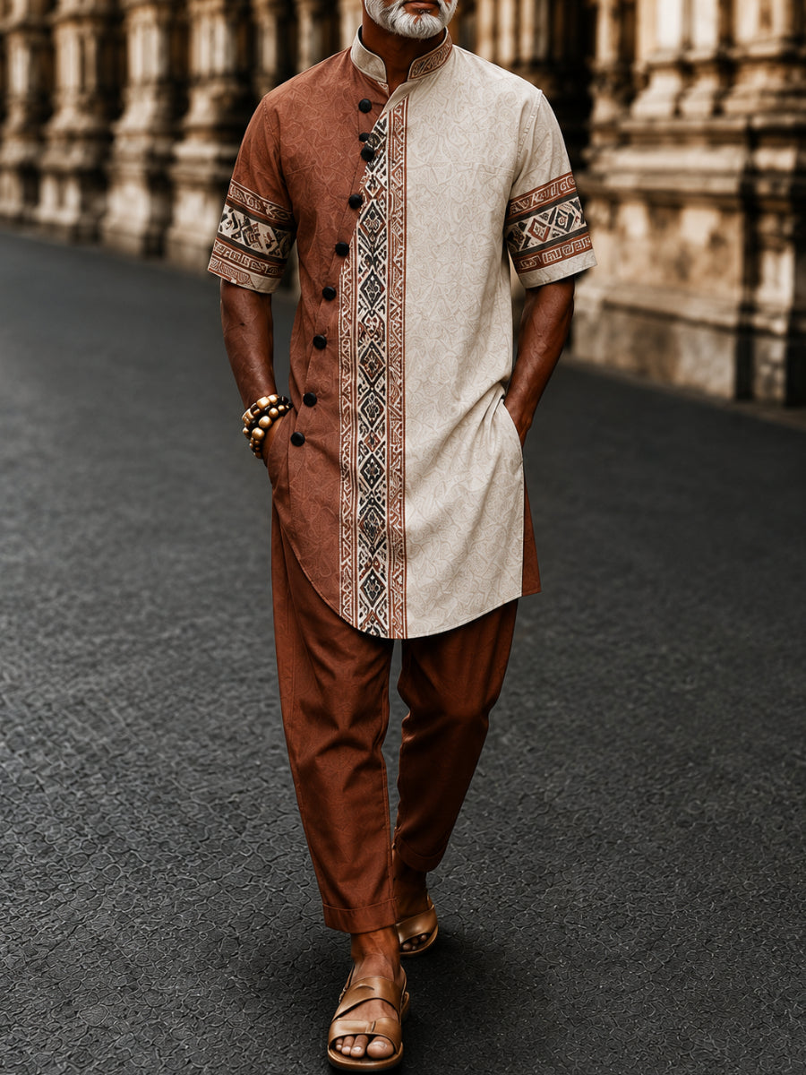 Men's Casual Vacation Cotton Shirt Set