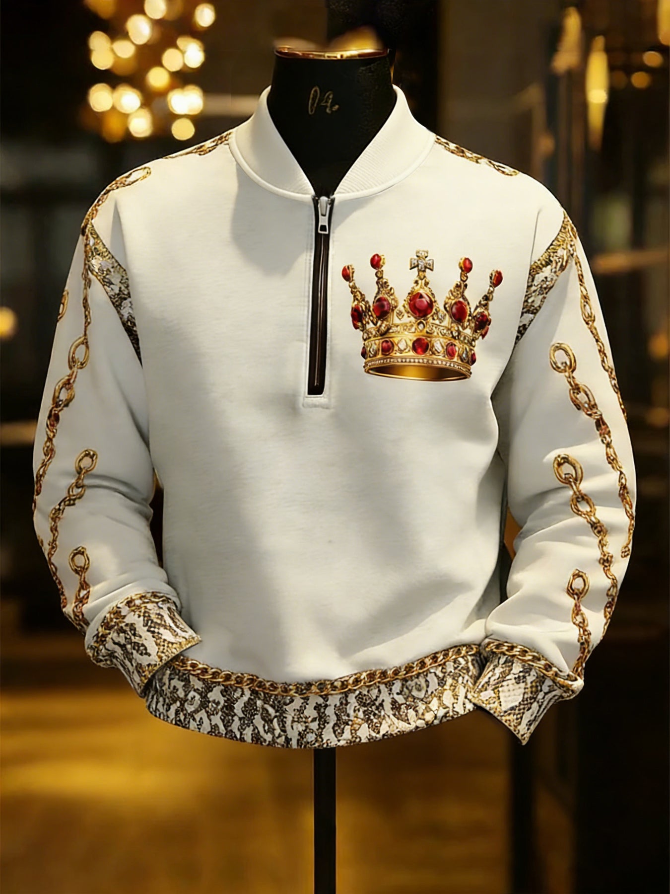 Jeweled Crown Statement Graphic Long Sleeve Sweatshirt