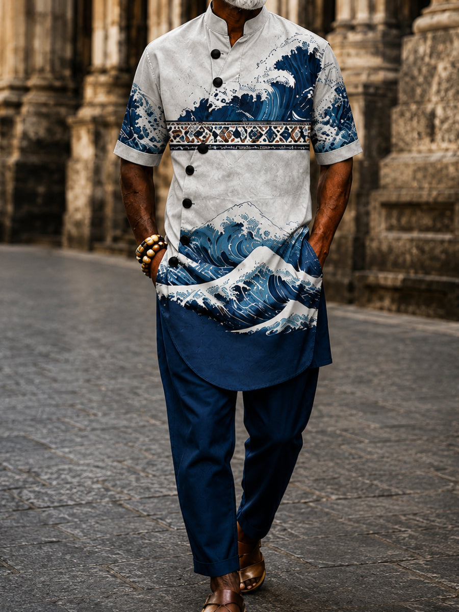 Men's Casual Vacation Cotton Shirt Set