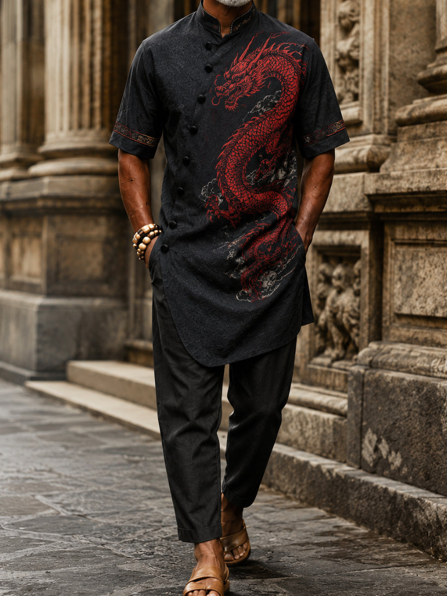 Men's Casual Vacation Cotton Shirt Set
