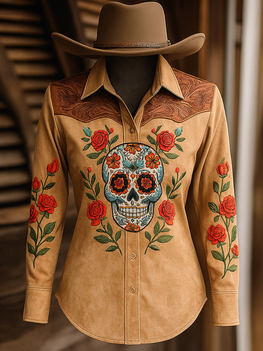 Women's Boho Art Print Long Sleeve Shirt