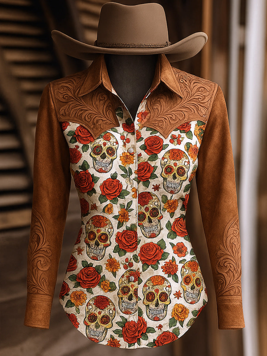 Women's Boho Art Print Long Sleeve Shirt