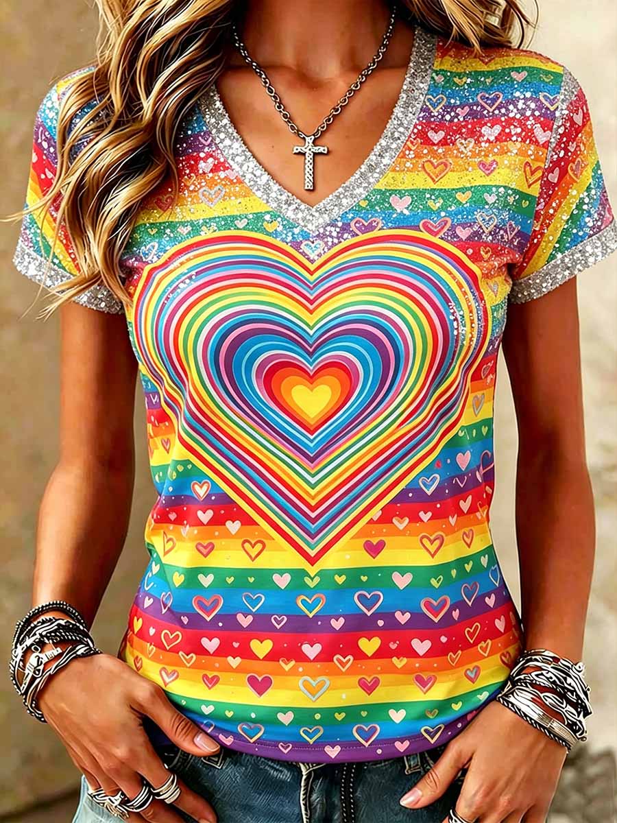 Women's Rainbow Pride Art Print Casual T-Shirt