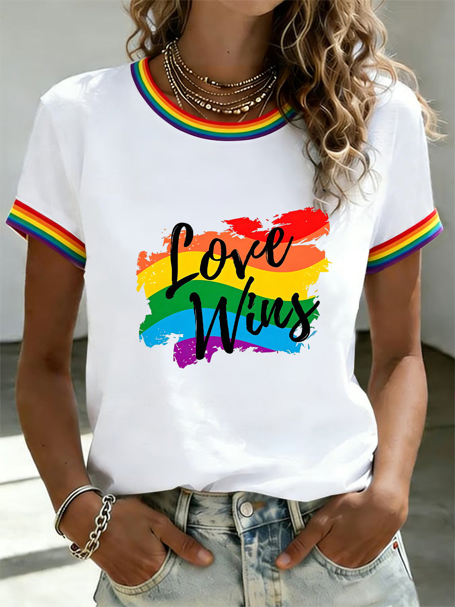 Women's Love Wins Pride Month Print Casual Tee