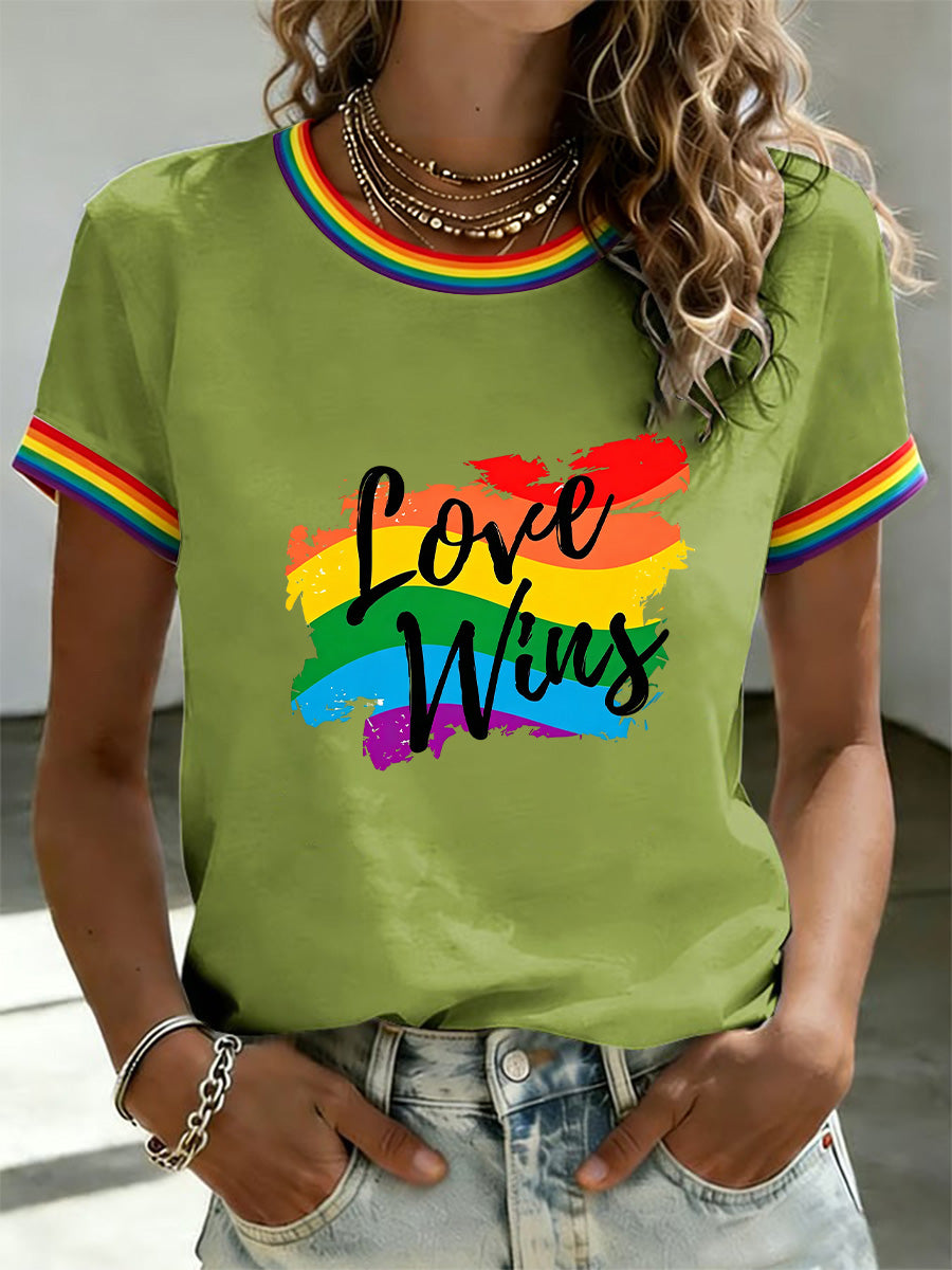 Women's Love Wins Pride Month Print Casual Tee