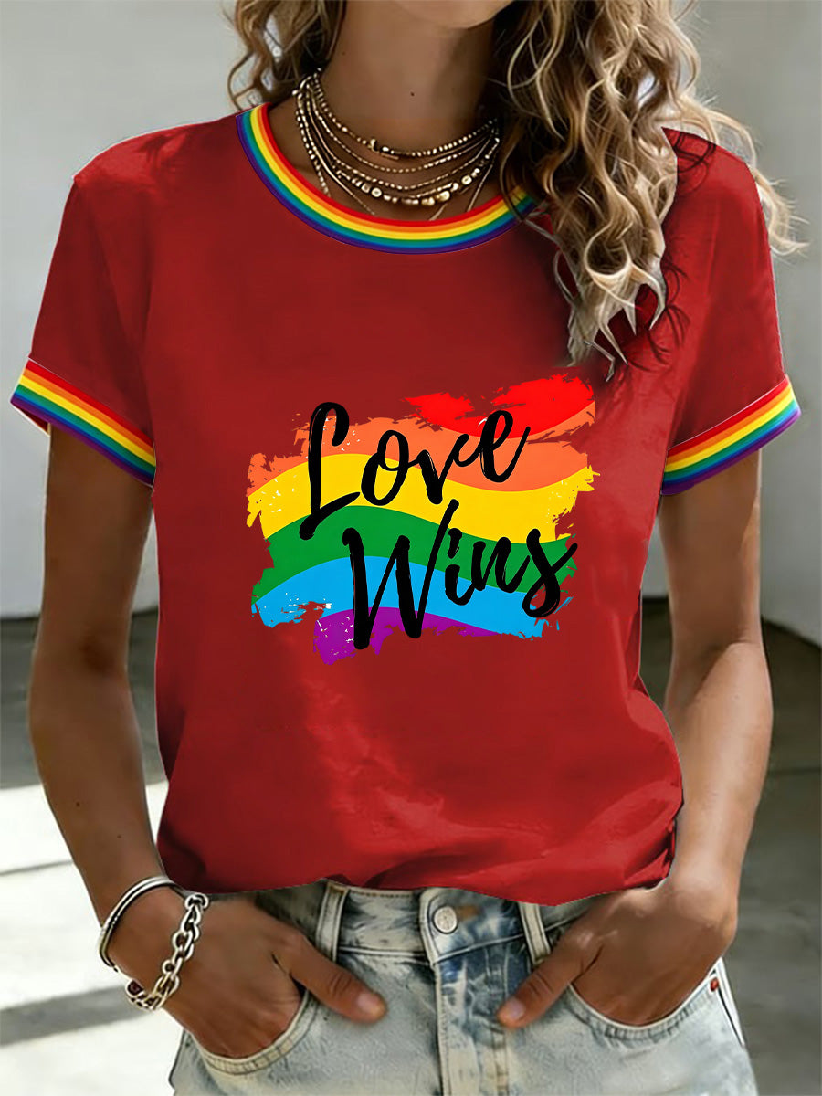 Women's Love Wins Pride Month Print Casual Tee