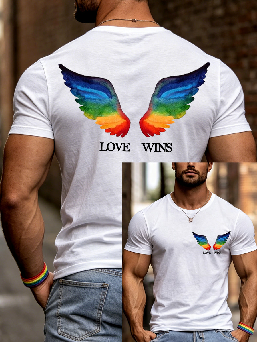 Men's LGBTQ Pride Month Love Wins Print Casual Tee