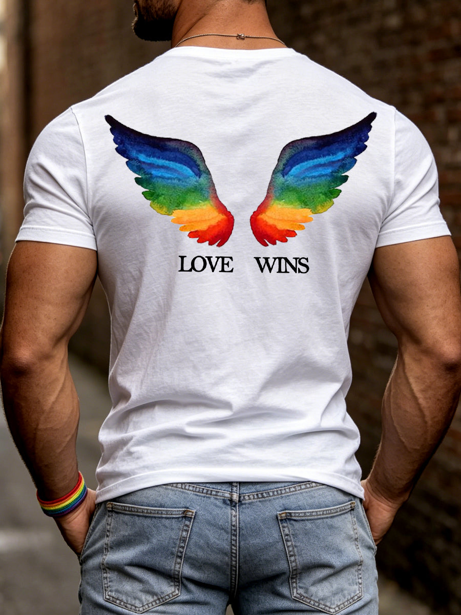 Men's LGBTQ Pride Month Love Wins Print Casual Tee