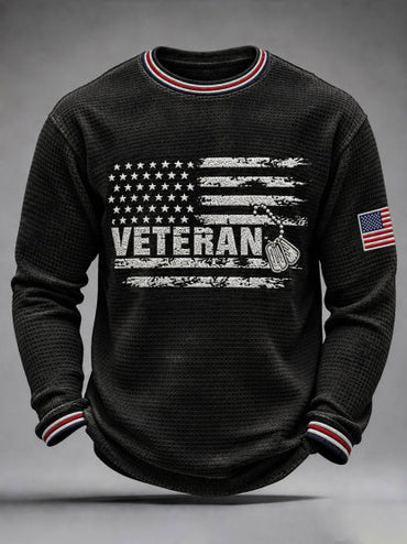 Men's Veterans Day Theme Waffle Long Sleeve T-Shirt