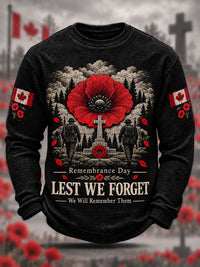 Men's Remembrance Day Lest We Forget Waffle Long Sleeve T-Shirt
