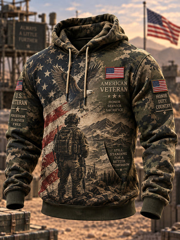 Men's Veteran Memorial Camo-Print Hoodie