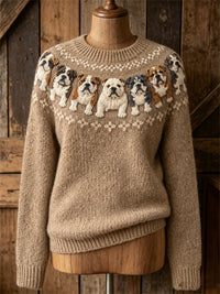 Women's Vintage Bulldogs Yoke Isle Print crew neck sweater