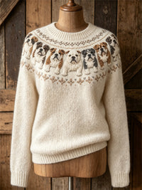 Women's Vintage Bulldogs Yoke Isle Print crew neck sweater