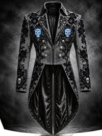Men's Gothic Punk Art Print Swallow-Tailed Coat