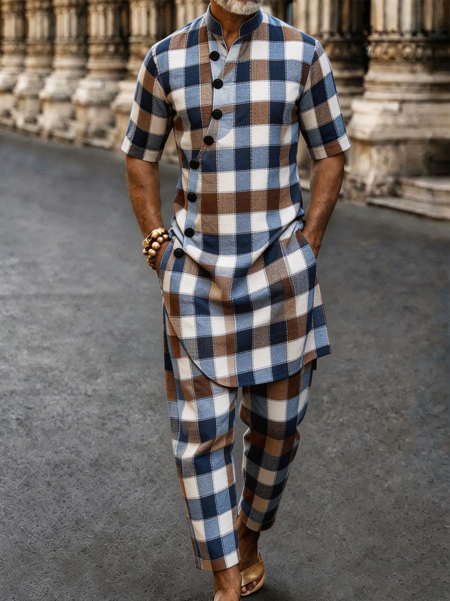 Men's Casual Vacation Cotton Shirt Set