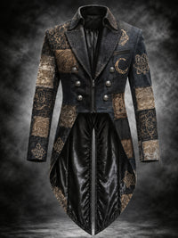 Men's Gothic Punk Art Print Swallow-Tailed Coat