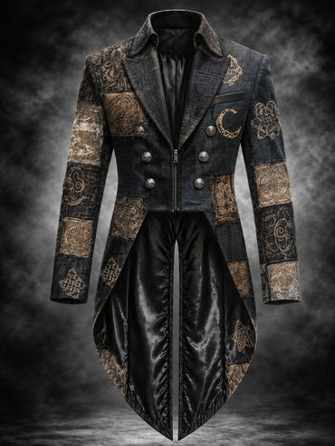 Men's Gothic Punk Art Print Swallow-Tailed Coat