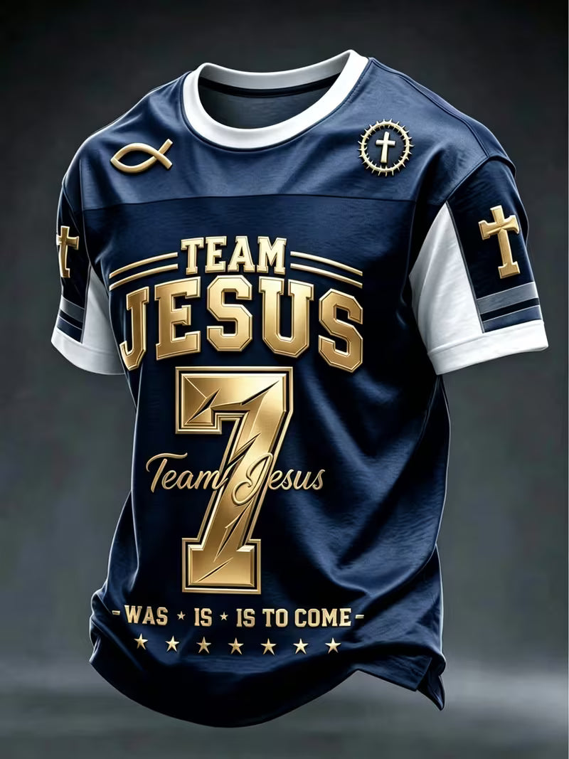 Men's Christian Cross O-neck Short Sleeve T-shirt