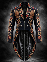 Men's Gothic Punk Art Print Swallow-Tailed Coat