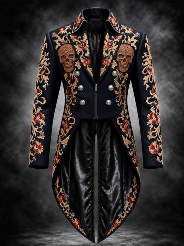 Men's Gothic Punk Art Print Swallow-Tailed Coat
