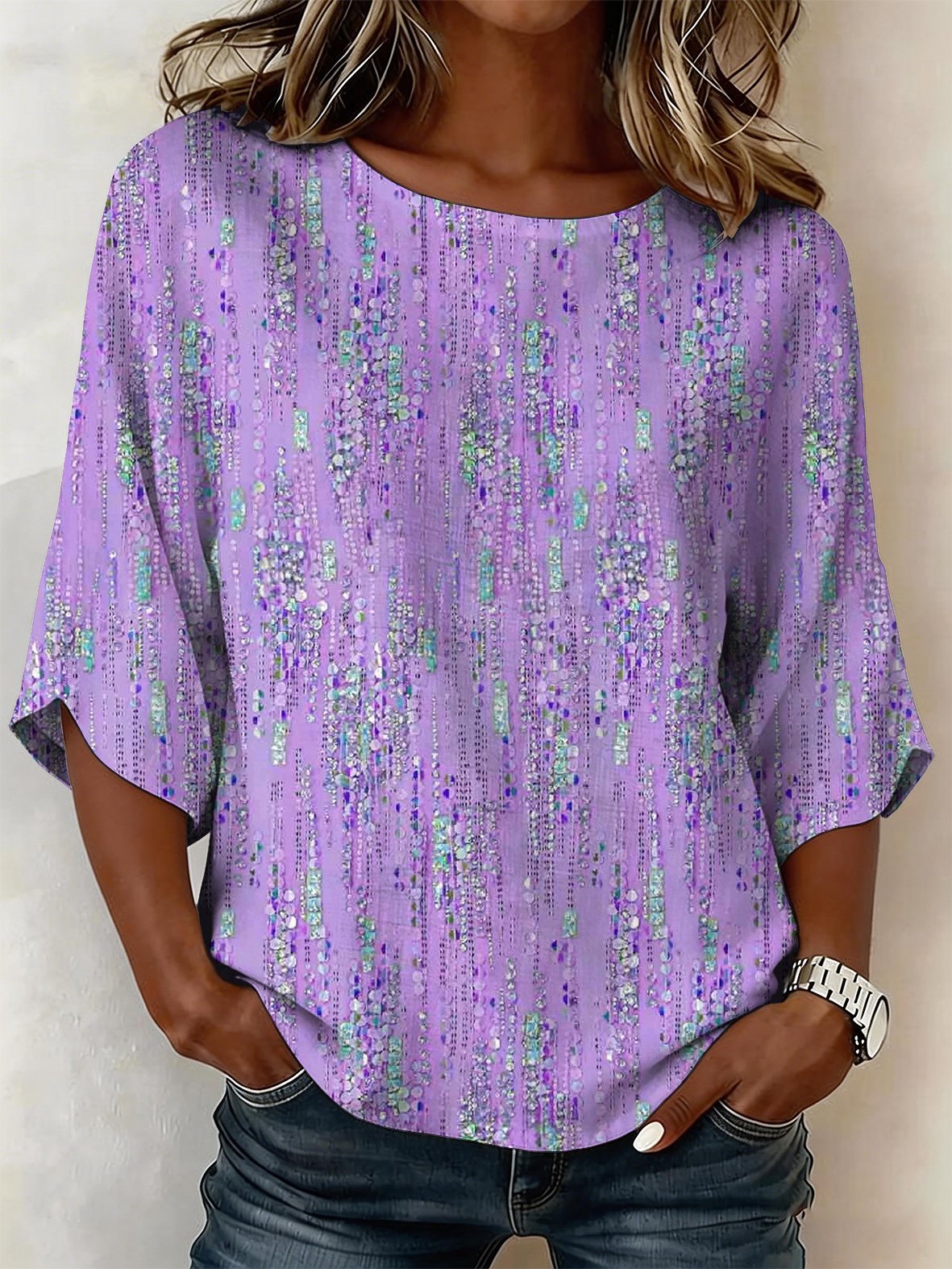 Women's Alzheimer’s Awareness Print Cotton Linen Casual Top