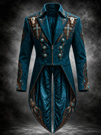 Men's Gothic Punk Art Print Swallow-Tailed Coat