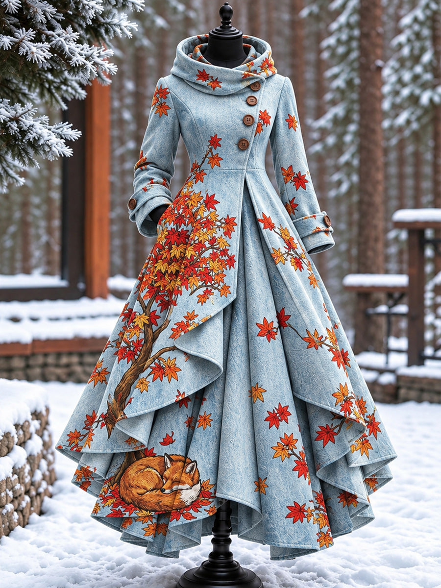 Women’s Vintage High-Collar Asymmetrical Long Maxi Coat