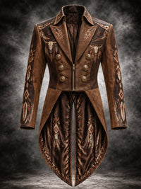Men's Gothic Punk Art Print Swallow-Tailed Coat