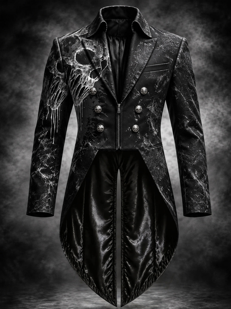 Men's Gothic Punk Art Print Swallow-Tailed Coat