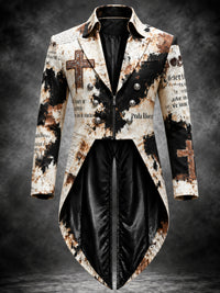 Men's Gothic Punk Art Print Swallow-Tailed Coat