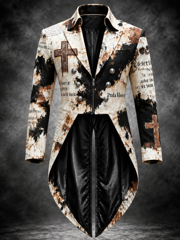 Men's Gothic Punk Art Print Swallow-Tailed Coat