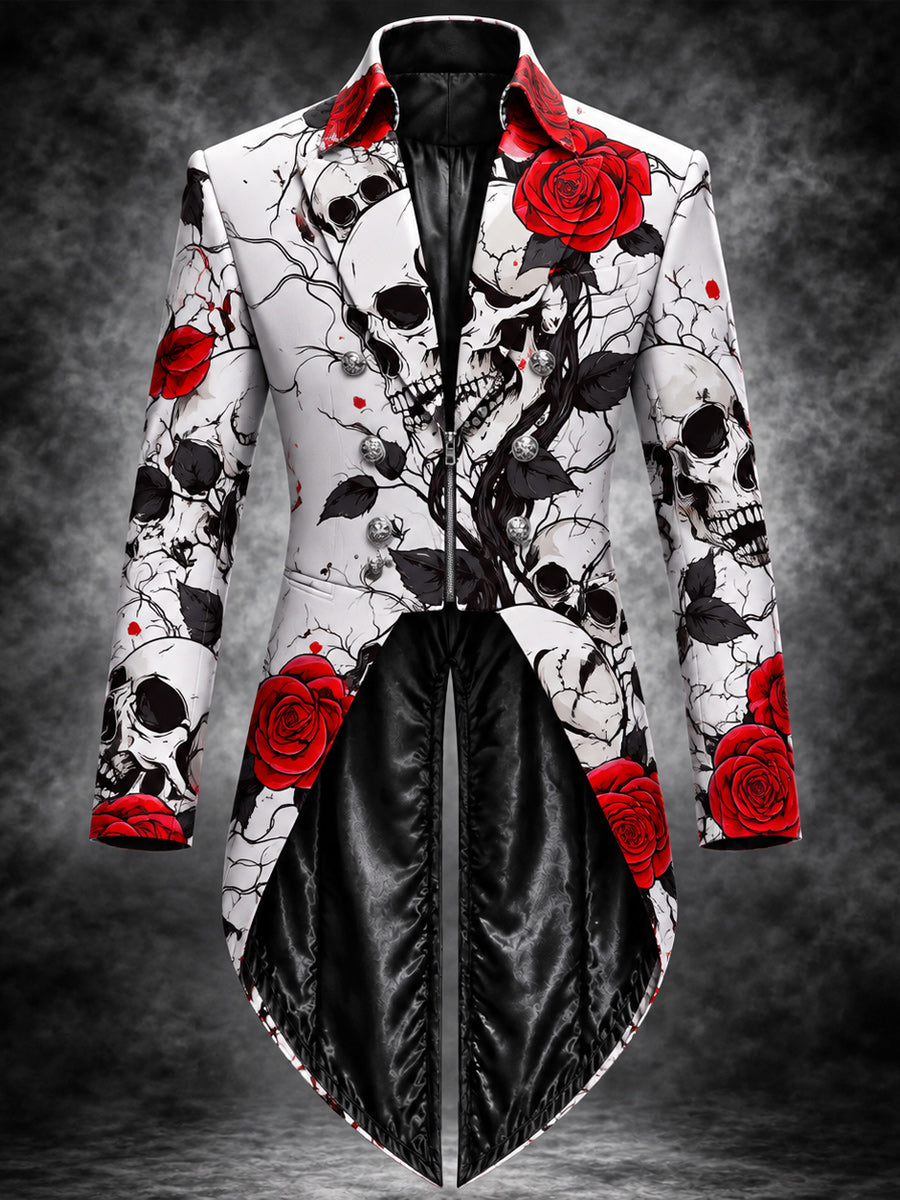 Men's Gothic Punk Art Print Swallow-Tailed Coat