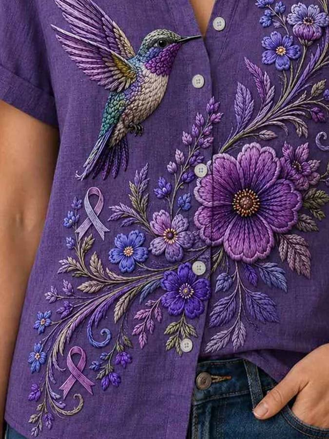 Women's Casual Alzheimer's Awareness Print Top