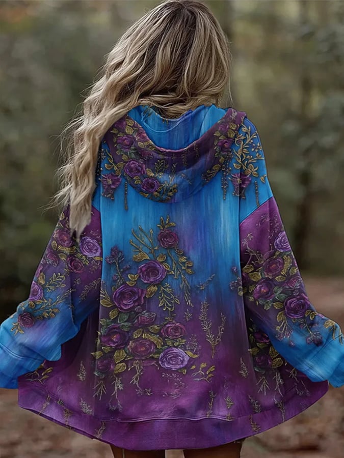 Women's Autumn Gradient Floral Casual Sweatshirt