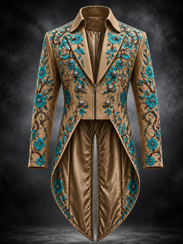 Men's Western Style Art Print Swallow-Tailed Coat