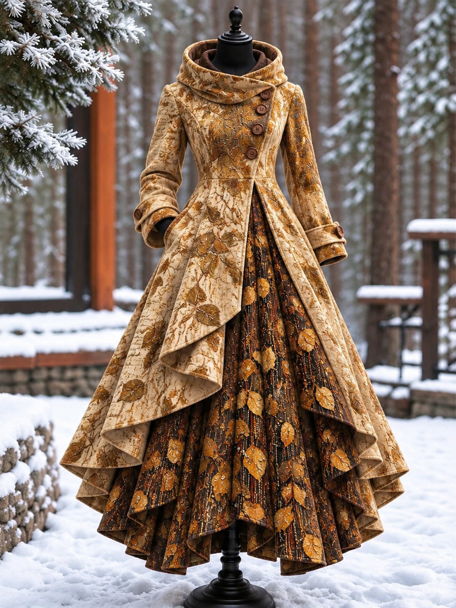 Women’s Vintage High-Collar Asymmetrical Long Maxi Coat