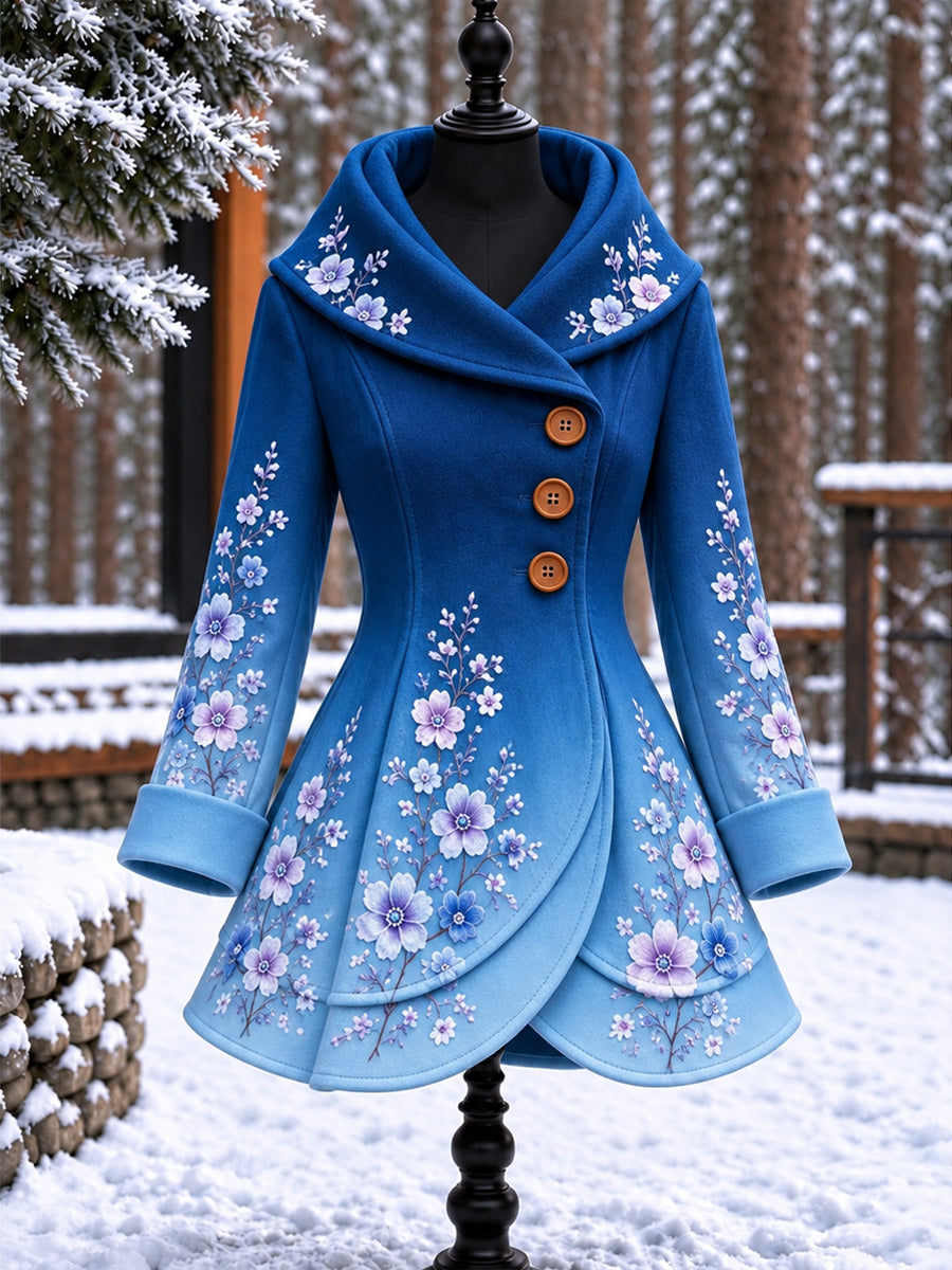 Women's Vintage Colorblock Asymmetrical Flared Coat
