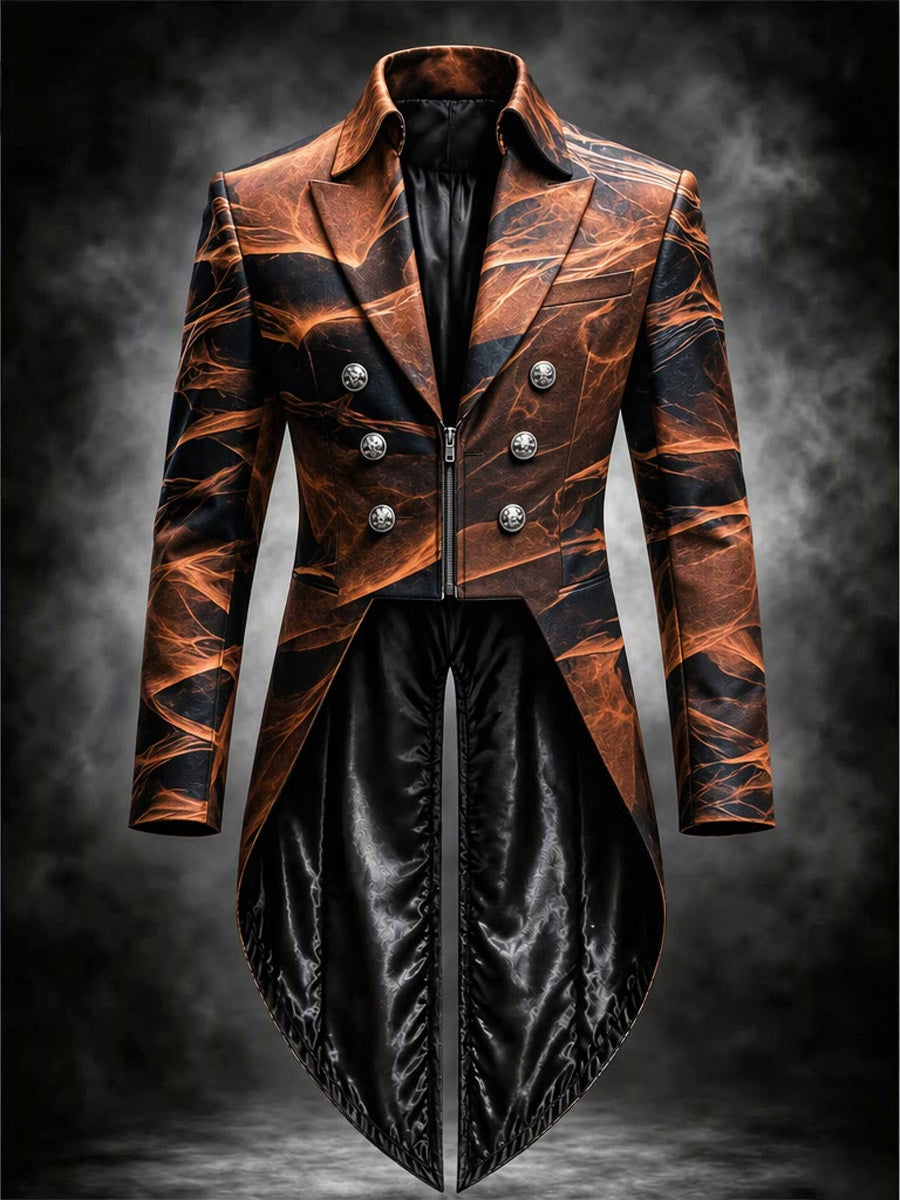 Men's Gothic Punk Art Print Swallow-Tailed Coat