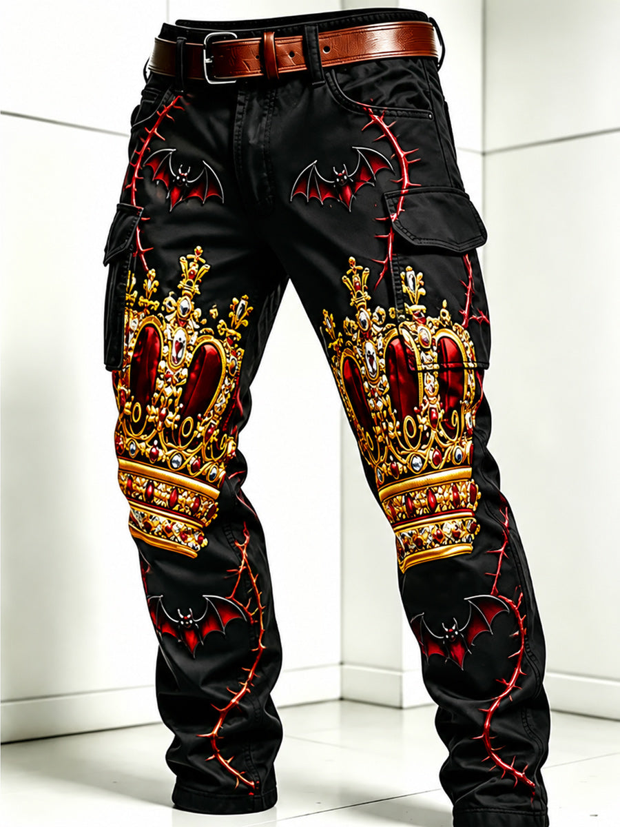 Men's Retro Style Art Print Casual Workwear Trousers