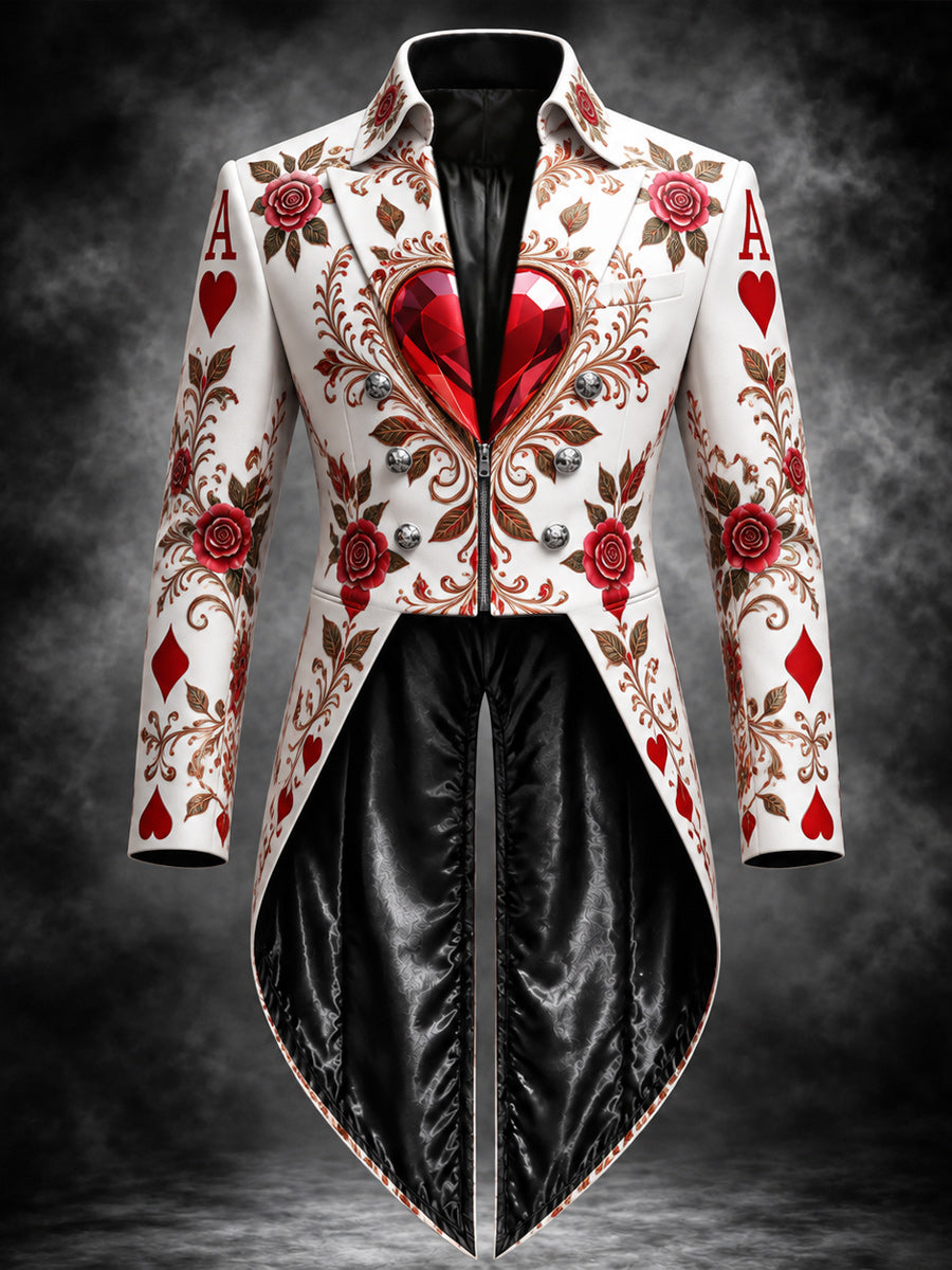Men's Gothic Punk Art Print Swallow-Tailed Coat
