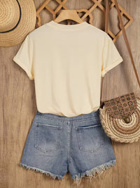 Light Luxury Diamond Hummingbird Print Short-sleeve T-shirt